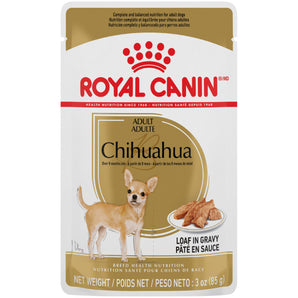 Nourriture en sachet pour chiens Chihuahua de Royal Canin. Fines tranches en sauce. 85g.