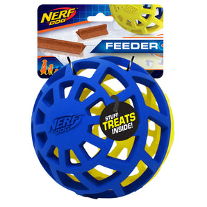 Large open rubber Nerf Dog ball. Distributor of treats.