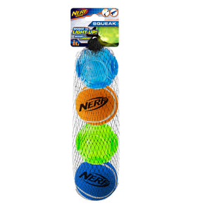 Nerf Dog Sonic LED and TPR Tennis Balls, Variety, 4 Pack