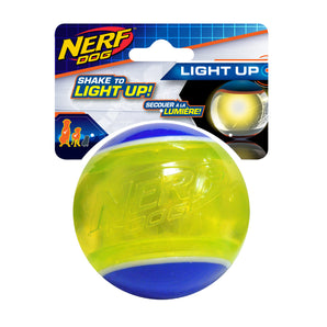 Balle de tennis Blaze Nerf Dog à DEL, bleu et vert.