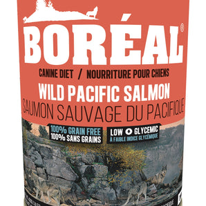 BORÉAL grain free canned dog food. Wild salmon recipe. 690g.