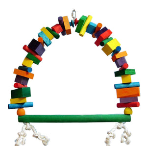 ZOOMAX bird toy. Perch of blocks. 1 1/2″ x 22″.