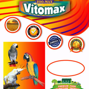 Nourriture enrichie pour Perroquets Vitomax. Choix de formats.