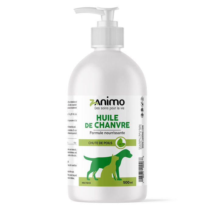 Zanimo HUILE DE CHANVRE 100% biologique. Pour chiens, chats, chevaux et oiseaux. Choix de formats.