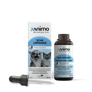 Zanimo SOIN URINAIRE homéo. Aide au bon fonctionnement du système urinaire des chiens et des chats. 30ml
