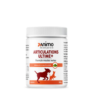 Zanimo Articulations ULTIME + Suppléments pour chiens et chats. Formule Moule verte et saule blanc en granules. 130g
