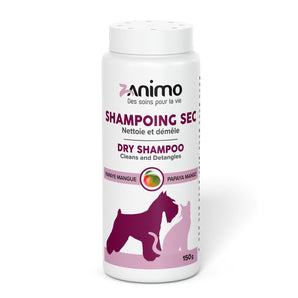 Zanimo DRY SHAMPOO - Cleanser and detangler - PAPAYA and MANGO. For dogs and cats. 150g
